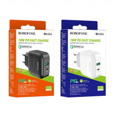 Зарядное устройство сетевое 1USB 3.0 Quick Charger + 1PD Type-C(18W), черный BOROFONE BA46A