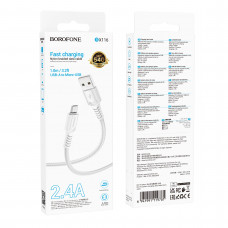 Дата-кабель универ. micro USB /Android/ 1м, 2.4A, нейлоновая оплетка, белый BOROFONE BX116