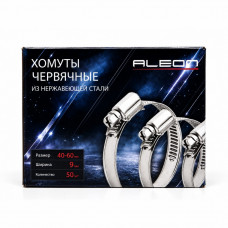 Хомут червячный 40-60мм, ширина 9мм, Ph2, 201 нерж.сталь (50/500) ALEON CL-4060