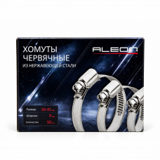 Хомут червячный 30-45мм, ширина 9мм, Ph2, 201 нерж.сталь (50/1000) ALEON CL-3045