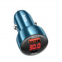 Зарядное устройство в прикуриватель 1USB3.0 Quick Charger+1PD Type-C(30W) + вольтметр, сапфировый синий HOCO Z50