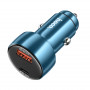 Зарядное устройство в прикуриватель 1USB3.0 Quick Charger+1PD Type-C(30W) + вольтметр, сапфировый синий HOCO Z50