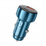 Зарядное устройство в прикуриватель 1USB3.0 Quick Charger+1PD Type-C(30W) + вольтметр, сапфировый синий HOCO Z50