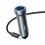 Зарядное устройство в прикуриватель 1USB3.0 Quick Charger+1PD Type-C(30W) + кабель Type-C, металлик HOCO Z54A