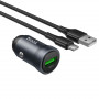 Зарядное устройство в прикуриватель 1USB3.0 + кабель Type-C, металлик HOCO Z62