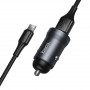 Зарядное устройство в прикуриватель 1USB3.0 + кабель Type-C, металлик HOCO Z62