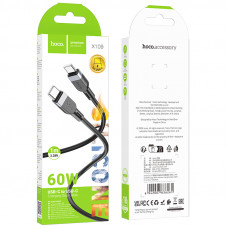 Дата-кабель универ. Type-C - Type-C 1 м, 3А/60W, черный HOCO X109