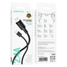 Дата-кабель универ. lightning USB / Iphone 1м, 2,4А, черный BOROFONE BX111