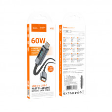 Дата-кабель универ. Type-C - Type-C 1 м, 3А/60W, дисплей, черный HOCO X112