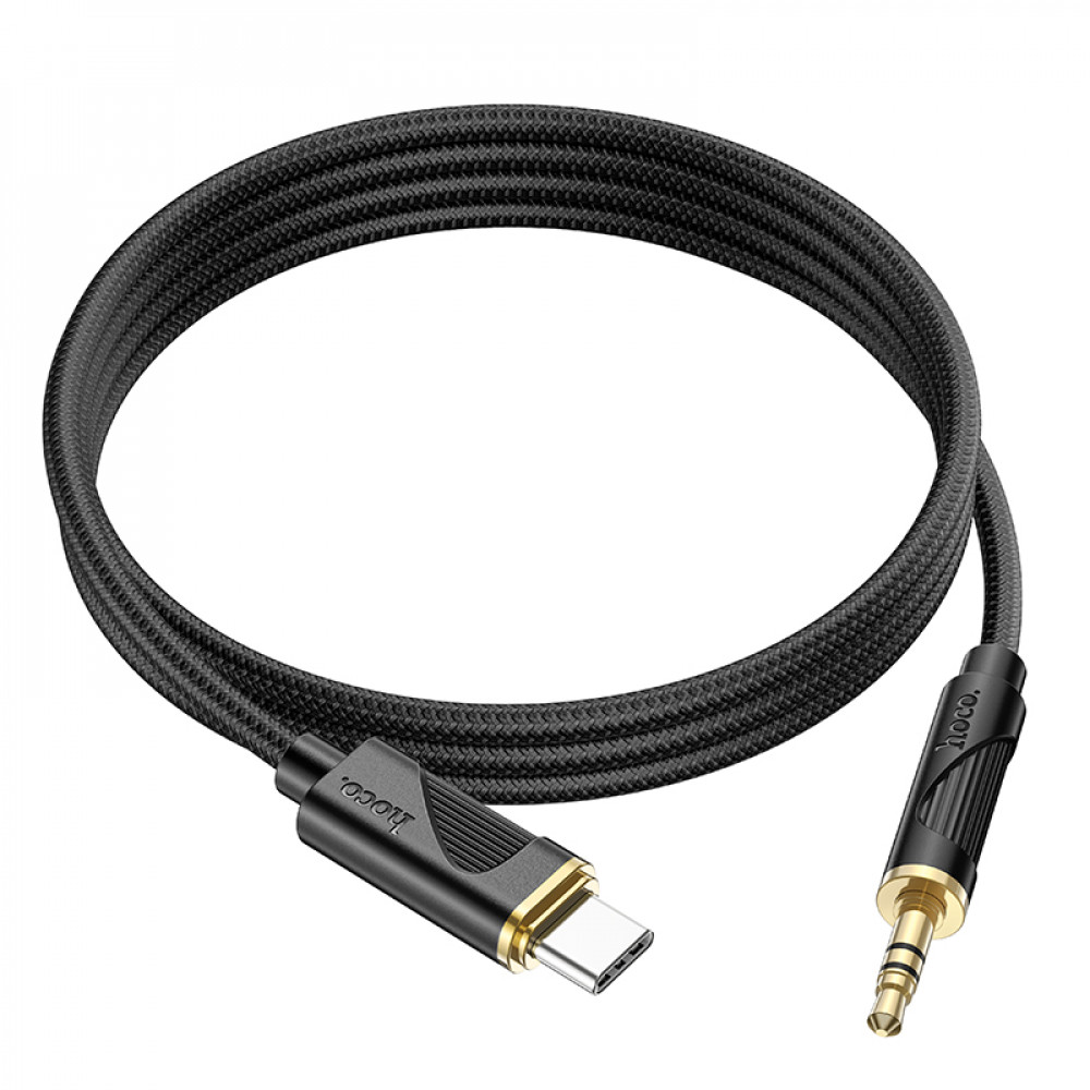 Аудиокабель AUX - адаптер Type-C для подключения к магнитоле с разъемом 3.5 Jack, 1м, черный HOCO UPA30