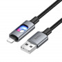 Дата-кабель универ. lightning USB / Iphone 1.2м, 2.4А, нейлоновая оплетка, черный HOCO U144