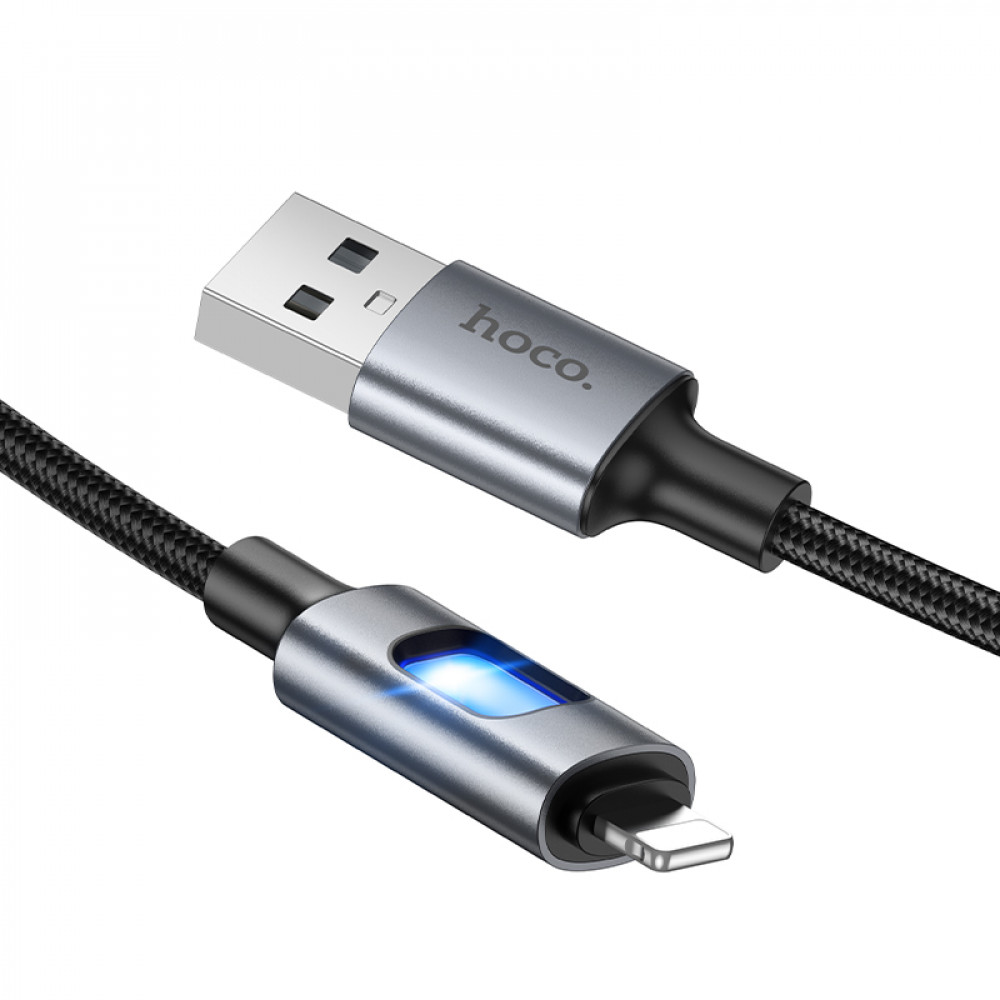 Дата-кабель универ. lightning USB / Iphone 1.2м, 2.4А, нейлоновая оплетка, черный HOCO U144