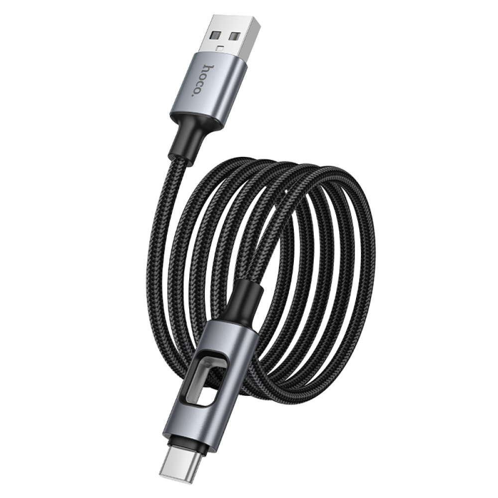Дата-кабель универ. USB Type-C 1,2м, 3А, нейлоновая оплетка, черный HOCO U144