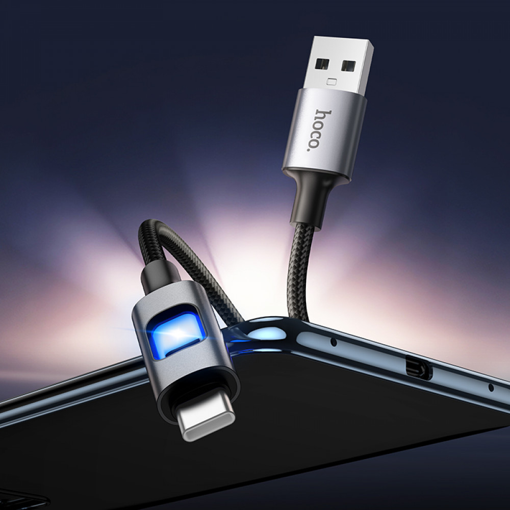 Дата-кабель универ. USB Type-C 1,2м, 3А, нейлоновая оплетка, черный HOCO U144