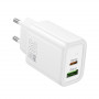 Зарядное устройство сетевое 1USB 3.0 Quick Charger + PD 1Type-C(18W), белый HOCO N63