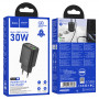 Зарядное устройство сетевое 1USB 3.0 Quick Charger + PD 1Type-C(30W), черный HOCO N63