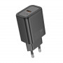 Зарядное устройство сетевое 1USB 3.0 Quick Charger + PD 1Type-C(30W), черный HOCO N63