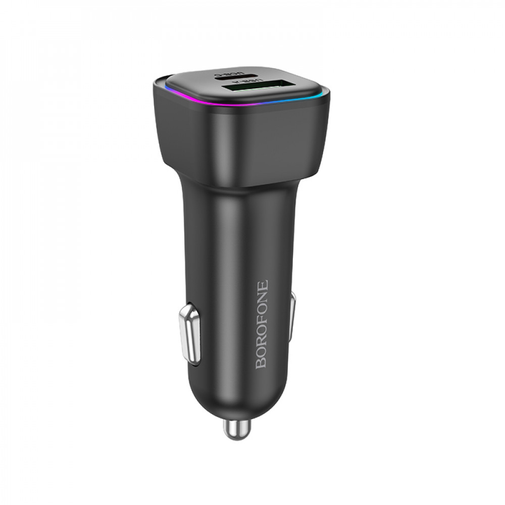 Зарядное устройство в прикуриватель 1USB +1 PD Type-C Quick Charger, черный BOROFONE BZ28A