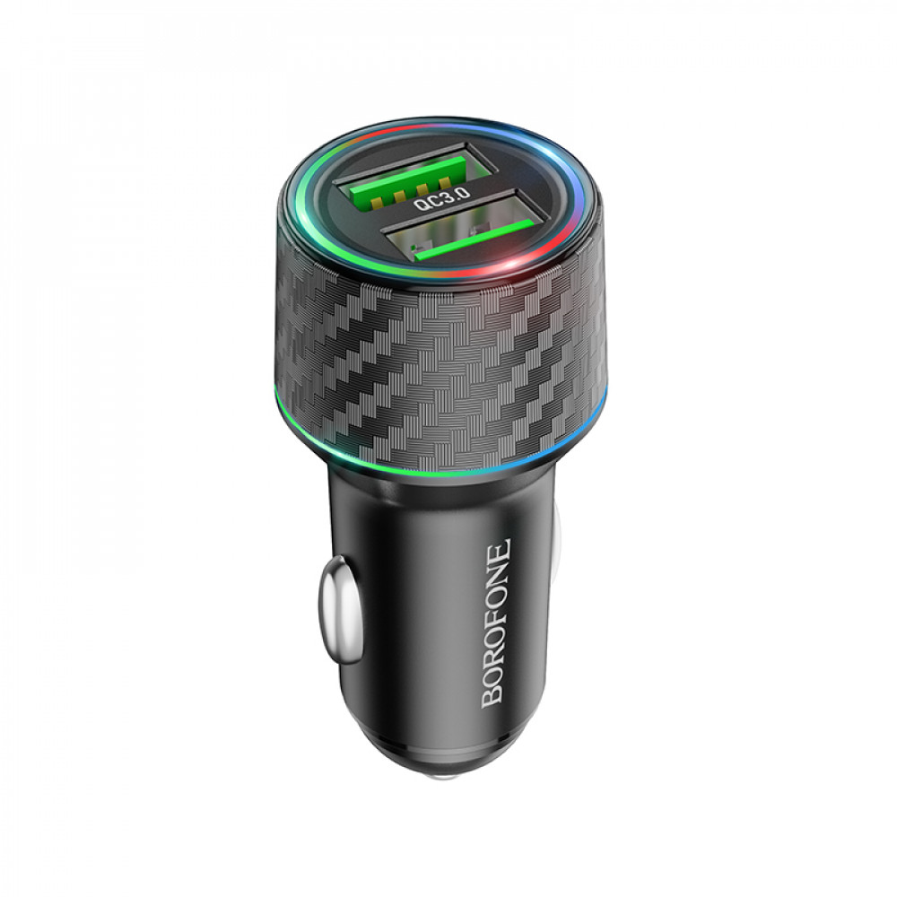 Зарядное устройство в прикуриватель 2USB 3.0(18W), черный BOROFONE BZ21A