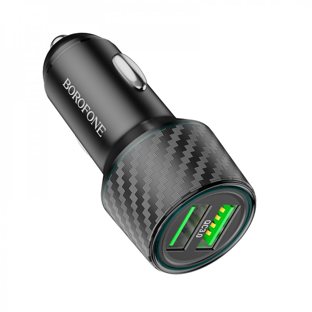 Зарядное устройство в прикуриватель 2USB 3.0(18W), черный BOROFONE BZ21A