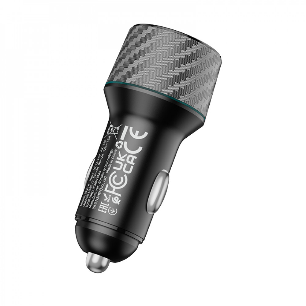 Зарядное устройство в прикуриватель 2USB 3.0(18W), черный BOROFONE BZ21A
