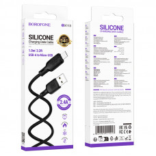 Дата-кабель универ. micro USB /Android/ 1м, 2.4A, черный BOROFONE BX113