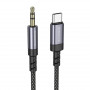 Аудиокабель AUX - адаптер Type-C для подключения к магнитоле с разъемом 3.5 Jack, 1м, металлик BOROFONE BL24