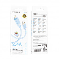 Дата-кабель универ. lightning USB / Iphone 1м, 2,4А, голубой BOROFONE BX115