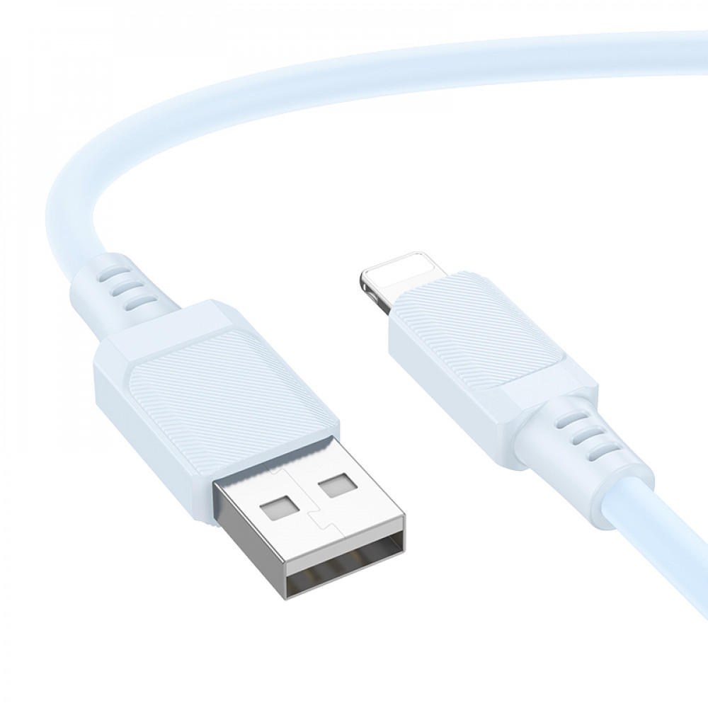 Дата-кабель универ. lightning USB / Iphone 1м, 2,4А, голубой BOROFONE BX115
