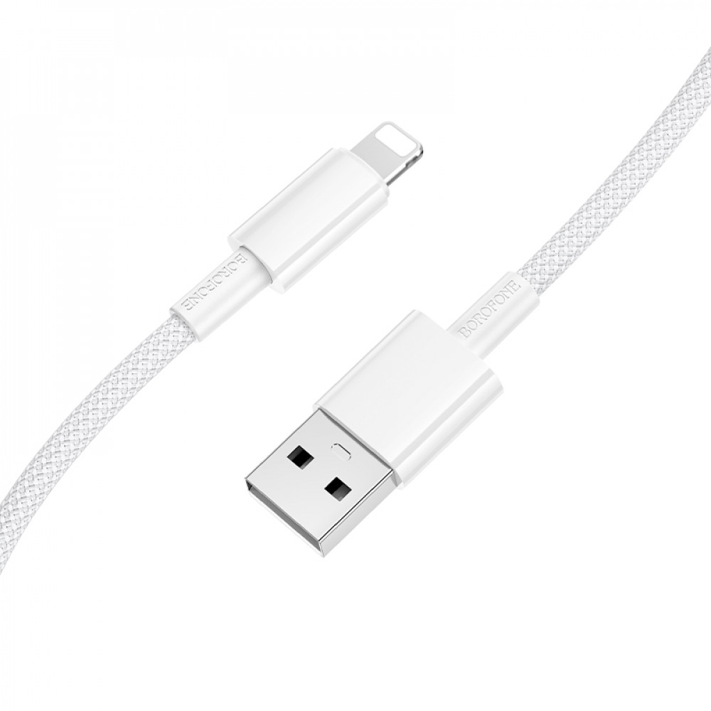 Дата-кабель универ. lightning USB / Iphone 1м, 2,4А, нейлоновая оплетка, белый BOROFONE BX117