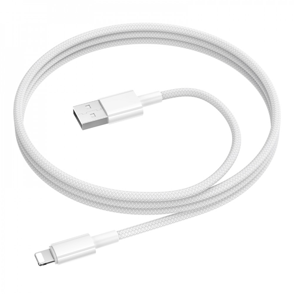 Дата-кабель универ. lightning USB / Iphone 1м, 2,4А, нейлоновая оплетка, белый BOROFONE BX117
