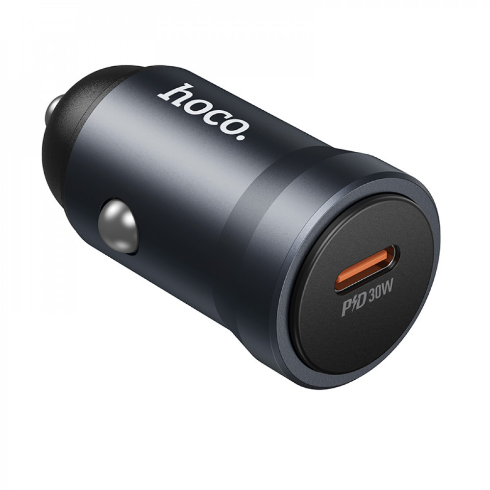 Зарядное устройство в прикуриватель 1 PD Type-C Quick Charger(30W), металлик HOCO Z62A