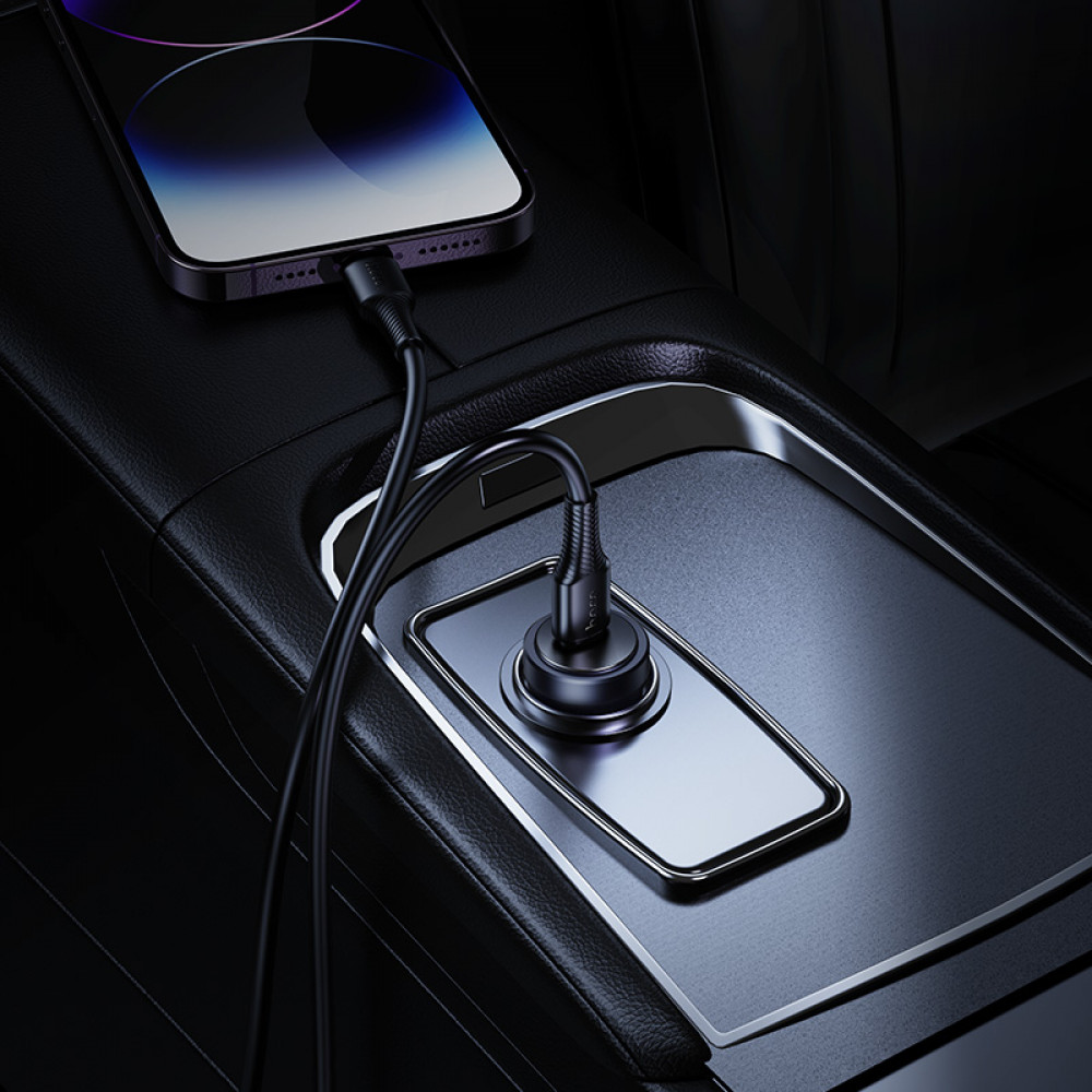 Зарядное устройство в прикуриватель 1 PD Type-C Quick Charger(30W), металлик HOCO Z62A