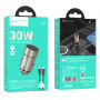 Зарядное устройство в прикуриватель 1 PD Type-C Quick Charger(30W) + кабель Type-C, металлик HOCO Z57