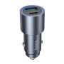 Зарядное устройство в прикуриватель 1USB3.0 Quick Charger+1PD Type-C(30W), металлик HOCO Z60