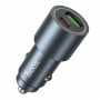 Зарядное устройство в прикуриватель 1USB3.0 Quick Charger+1PD Type-C(30W), металлик HOCO Z60