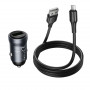 Зарядное устройство в прикуриватель 1USB3.0 + кабель Micro, металлик HOCO Z62
