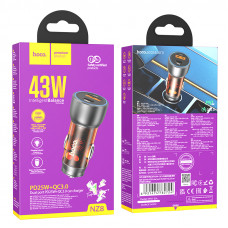 Зарядное устройство в прикуриватель 1USB3.0 Quick Charger+1PD Type-C(25W), коричневый HOCO NZ8