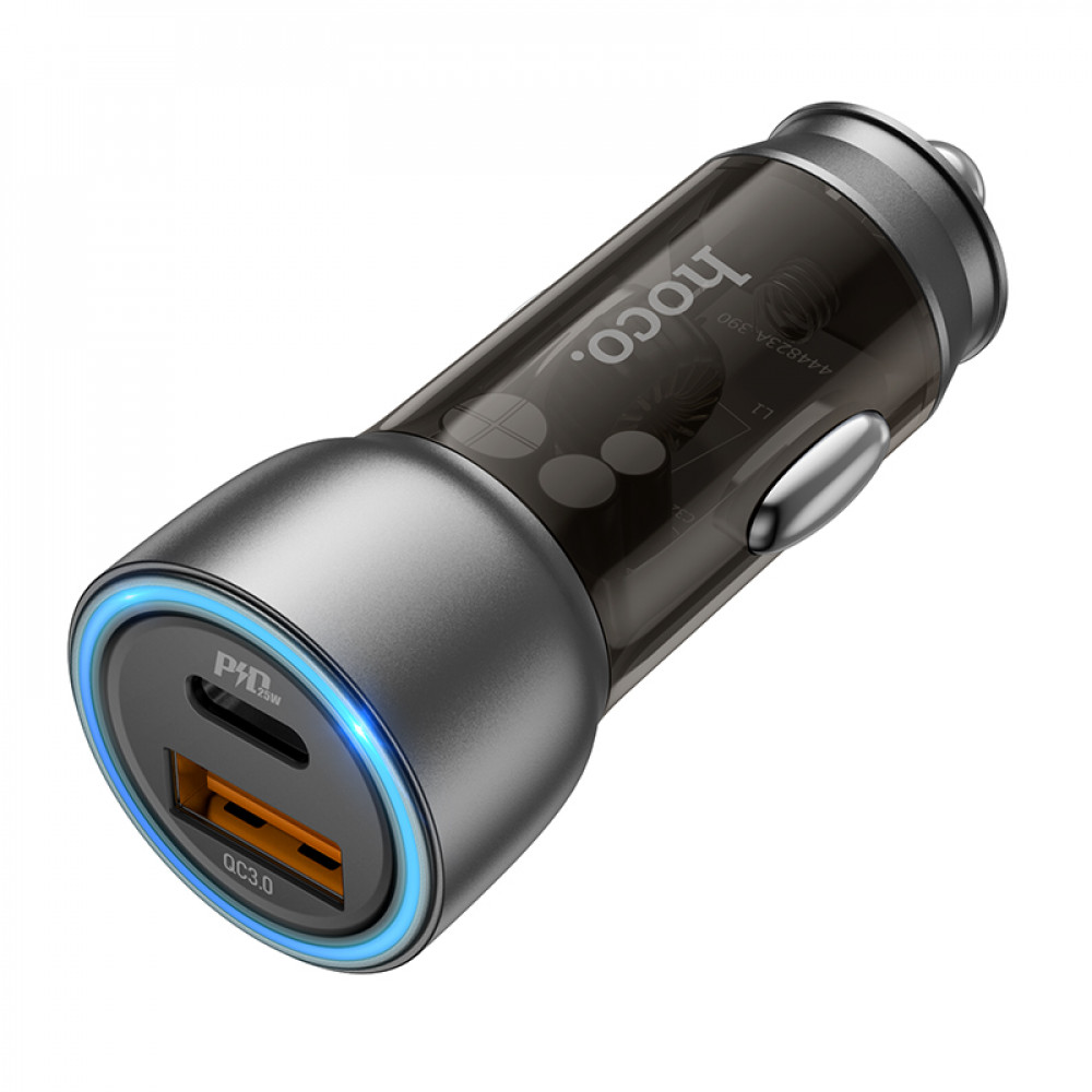 Зарядное устройство в прикуриватель 1USB3.0 Quick Charger+1PD Type-C(25W), коричневый HOCO NZ8