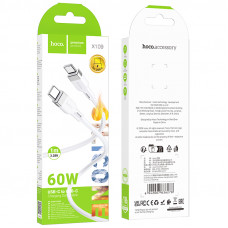 Дата-кабель универ. Type-C - Type-C 1 м, 3А/60W, белый HOCO X109