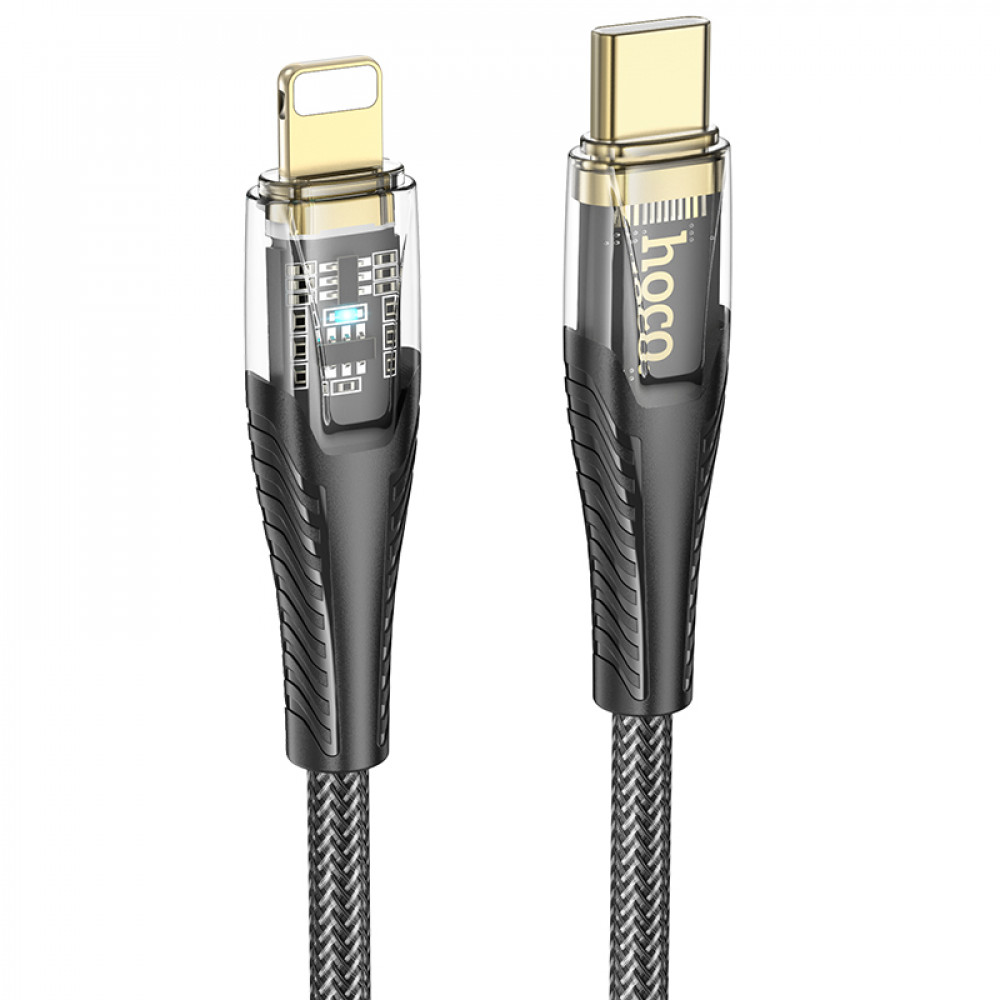 Дата-кабель универ. PD Type-C - lightning USB/Iphone 1.2м, нейлоновая оплетка, черный HOCO U121