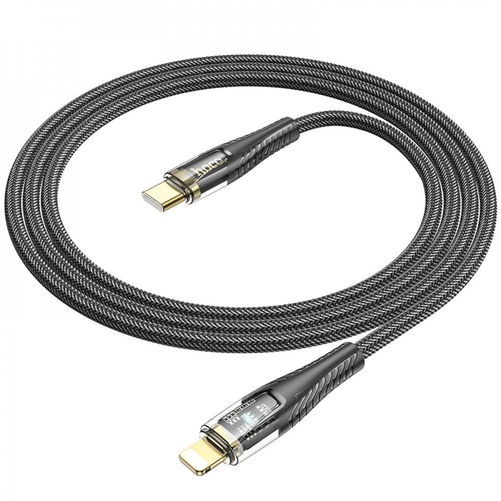 Дата-кабель универ. PD Type-C - lightning USB/Iphone 1.2м, нейлоновая оплетка, черный HOCO U121