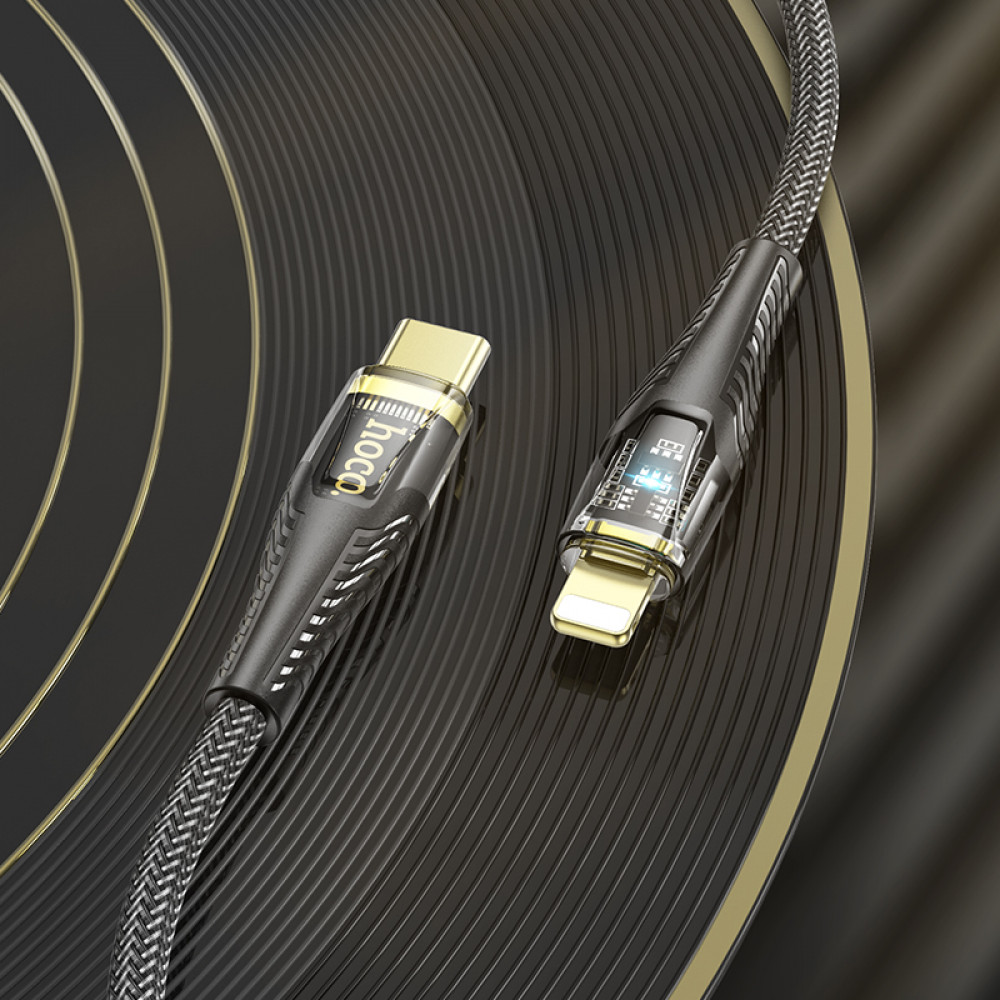 Дата-кабель универ. PD Type-C - lightning USB/Iphone 1.2м, нейлоновая оплетка, черный HOCO U121