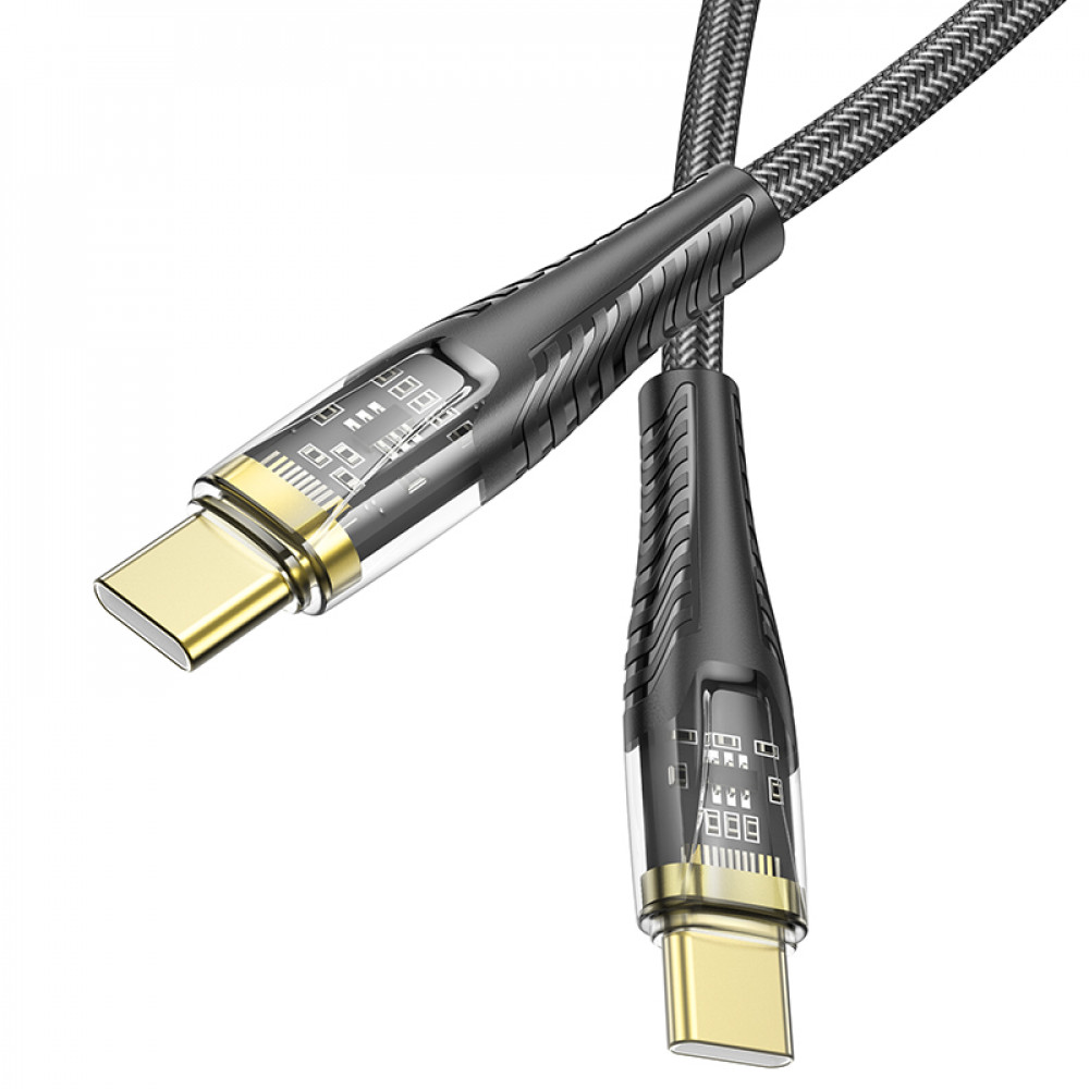Дата-кабель универ. Type-C - Type-C 1.2 м, 3А/60W, нейлоновая оплетка, черный HOCO U121
