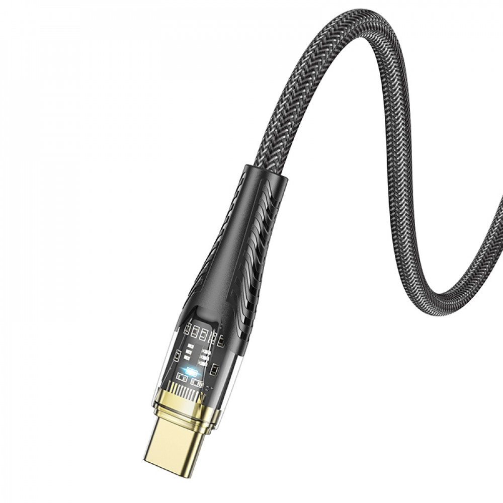 Дата-кабель универ. Type-C - Type-C 1.2 м, 3А/60W, нейлоновая оплетка, черный HOCO U121