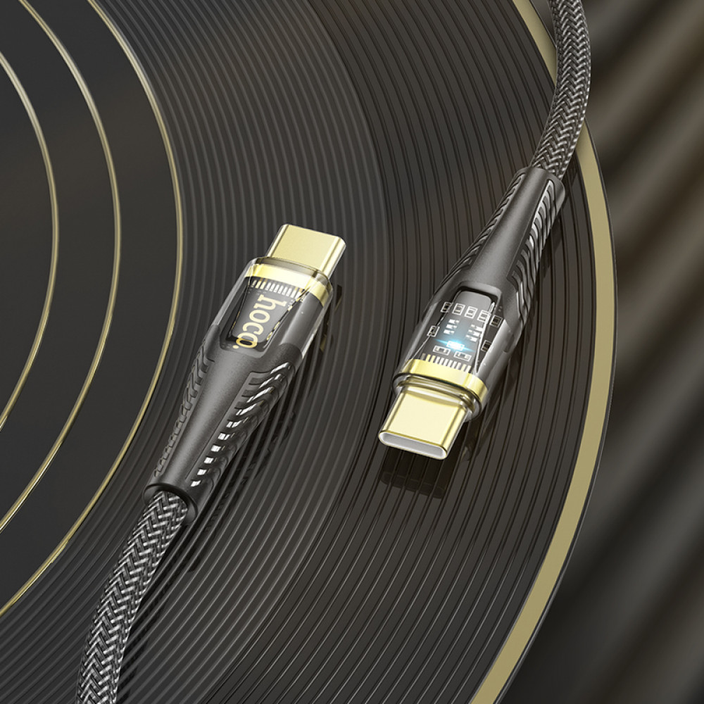 Дата-кабель универ. Type-C - Type-C 1.2 м, 3А/60W, нейлоновая оплетка, черный HOCO U121