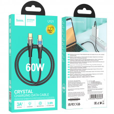 Дата-кабель универ. Type-C - Type-C 1.2 м, 3А/60W, нейлоновая оплетка, черный HOCO U121