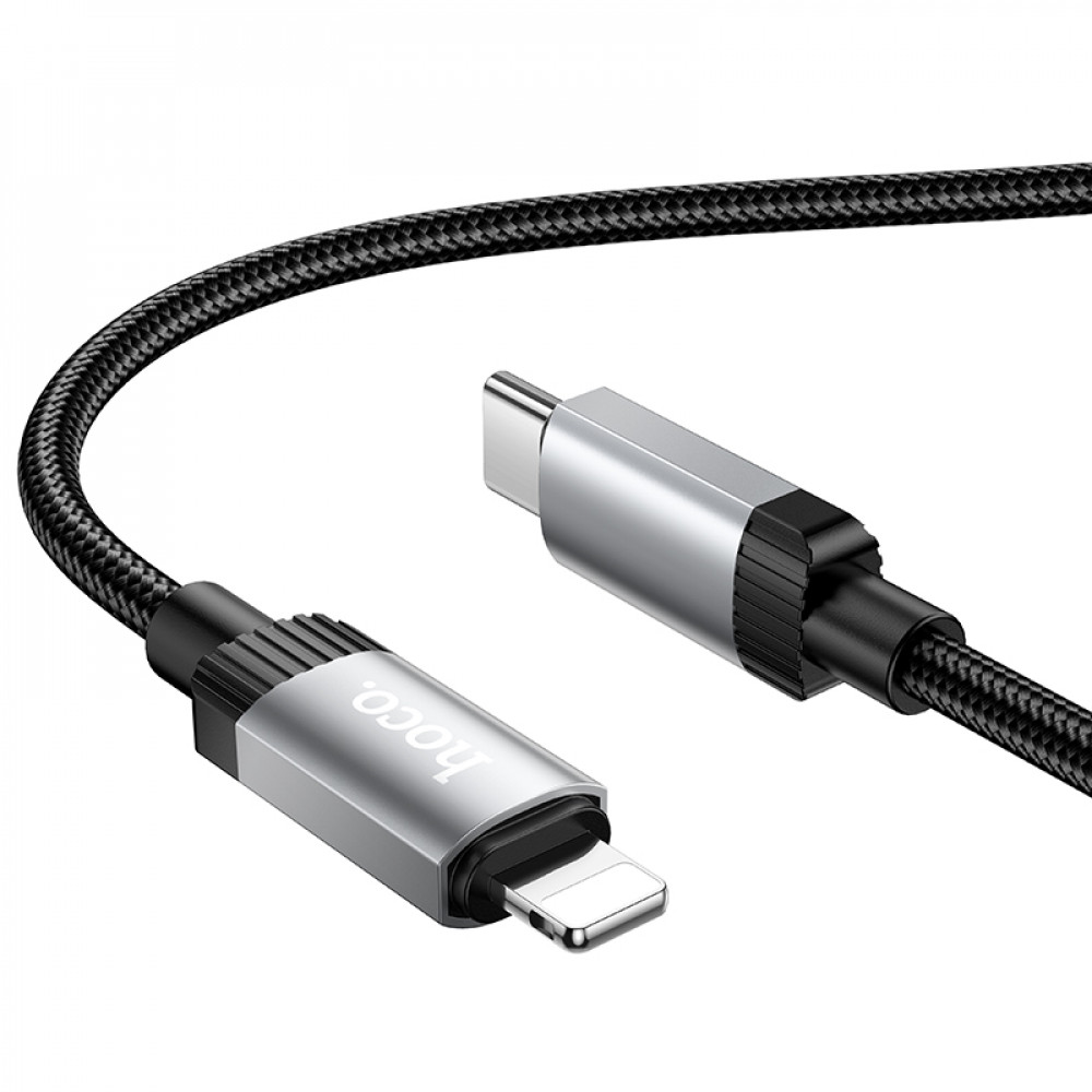 Дата-кабель универ. PD Type-C - lightning USB/Iphone 1м, нейлоновая оплетка, черный HOCO X117