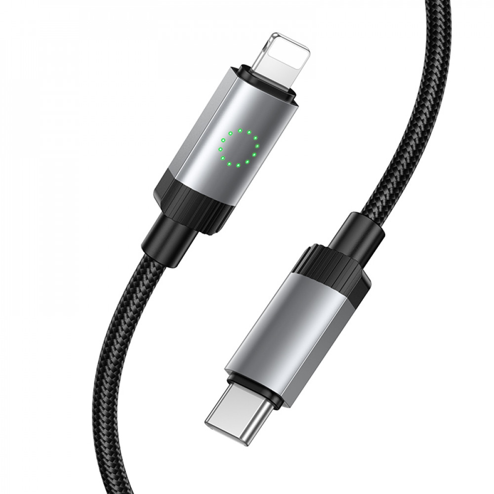 Дата-кабель универ. PD Type-C - lightning USB/Iphone 1м, нейлоновая оплетка, черный HOCO X117