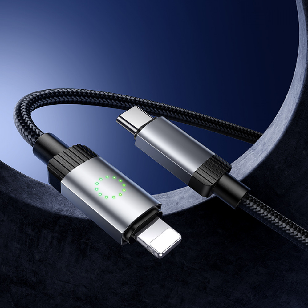Дата-кабель универ. PD Type-C - lightning USB/Iphone 1м, нейлоновая оплетка, черный HOCO X117